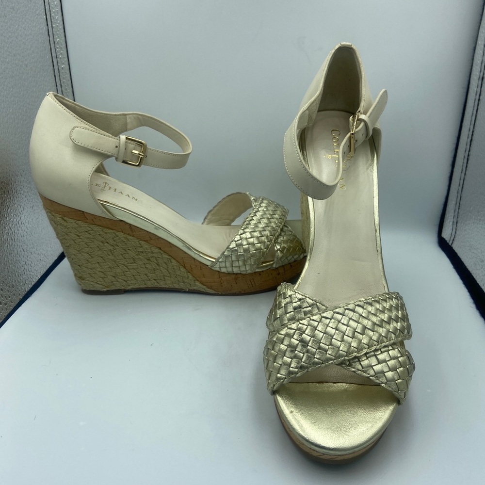Cole Haan NikeAir Women’s Wedge Leather Heels Platform Sandals 10B